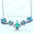 Turtle shape opal necklace in 925 silver